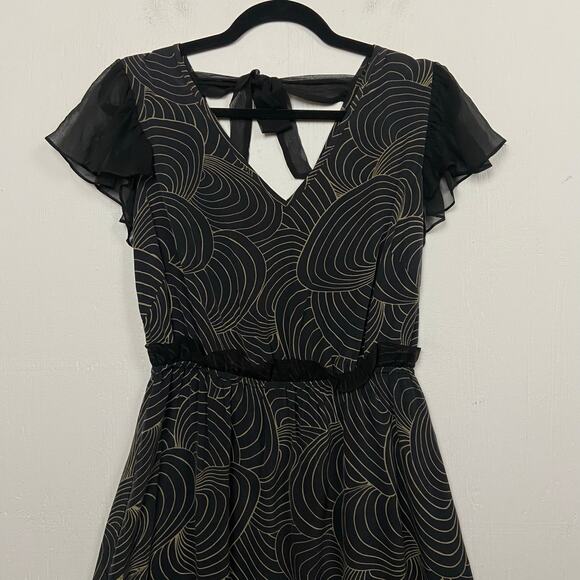 Amour Vert Women's Black Whimsigoth Witchy Ethereal Midi Dress - Picture 2 of 11